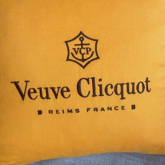 Veuve Clicquot Embroidered Bright Bold Orange Cushion, 38cm x 38cm Square - Picture 2 of 15